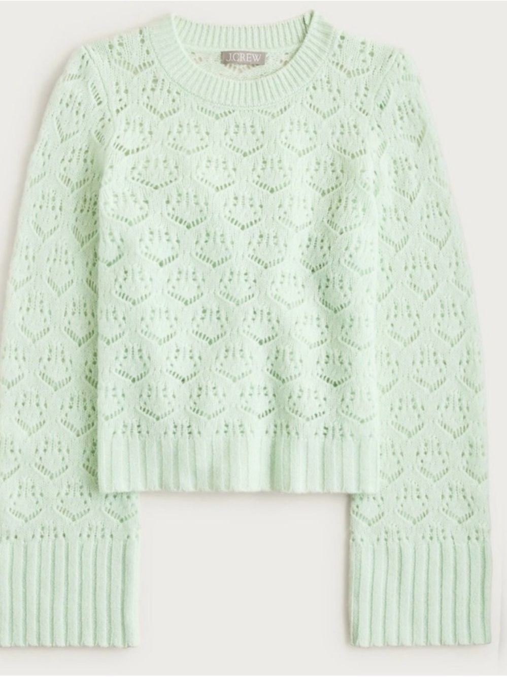 J. Crew Mint Pointelle Crewneck Sweater
